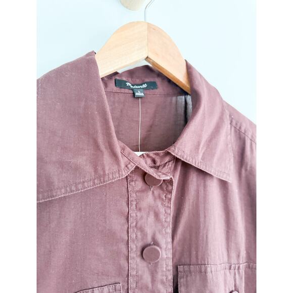Madewell | NWT Utility-Pocket Button-Up Shirt in Chocolate Raisin Brown Sz L - Picture 5 of 11